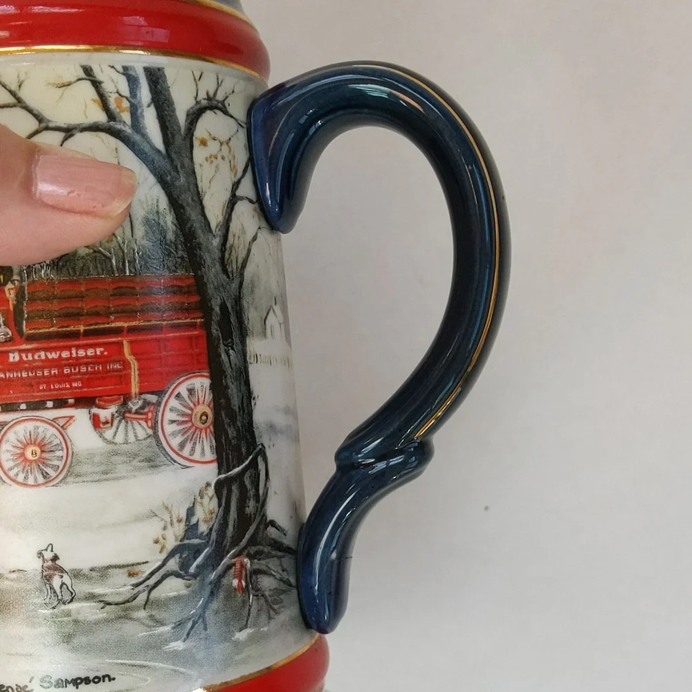 Vintage 1990 Budweiser Handcrafted Clydesdale Stein Beer Mug w/Handle - Picture 8 of 15